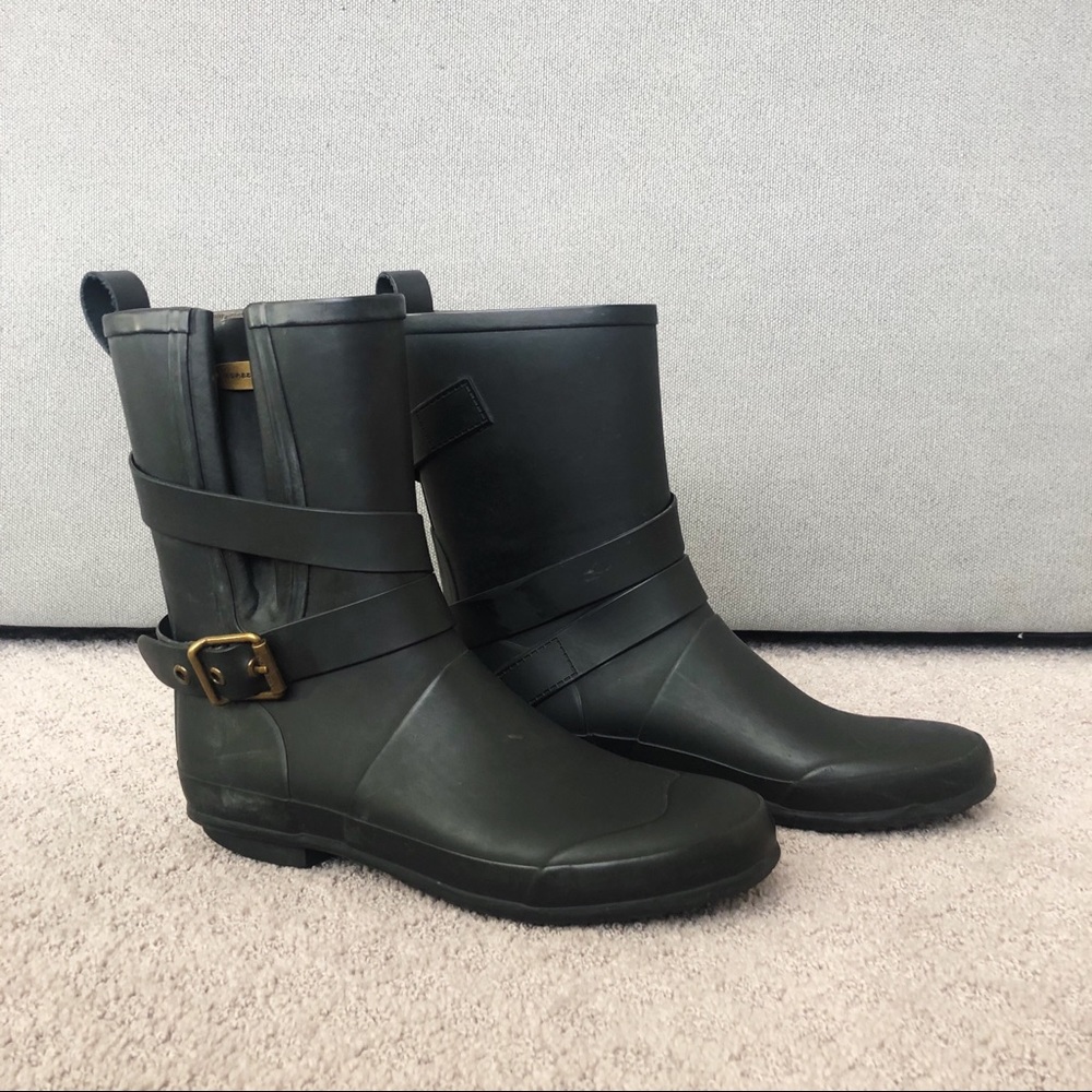 Black Burberry rain boots